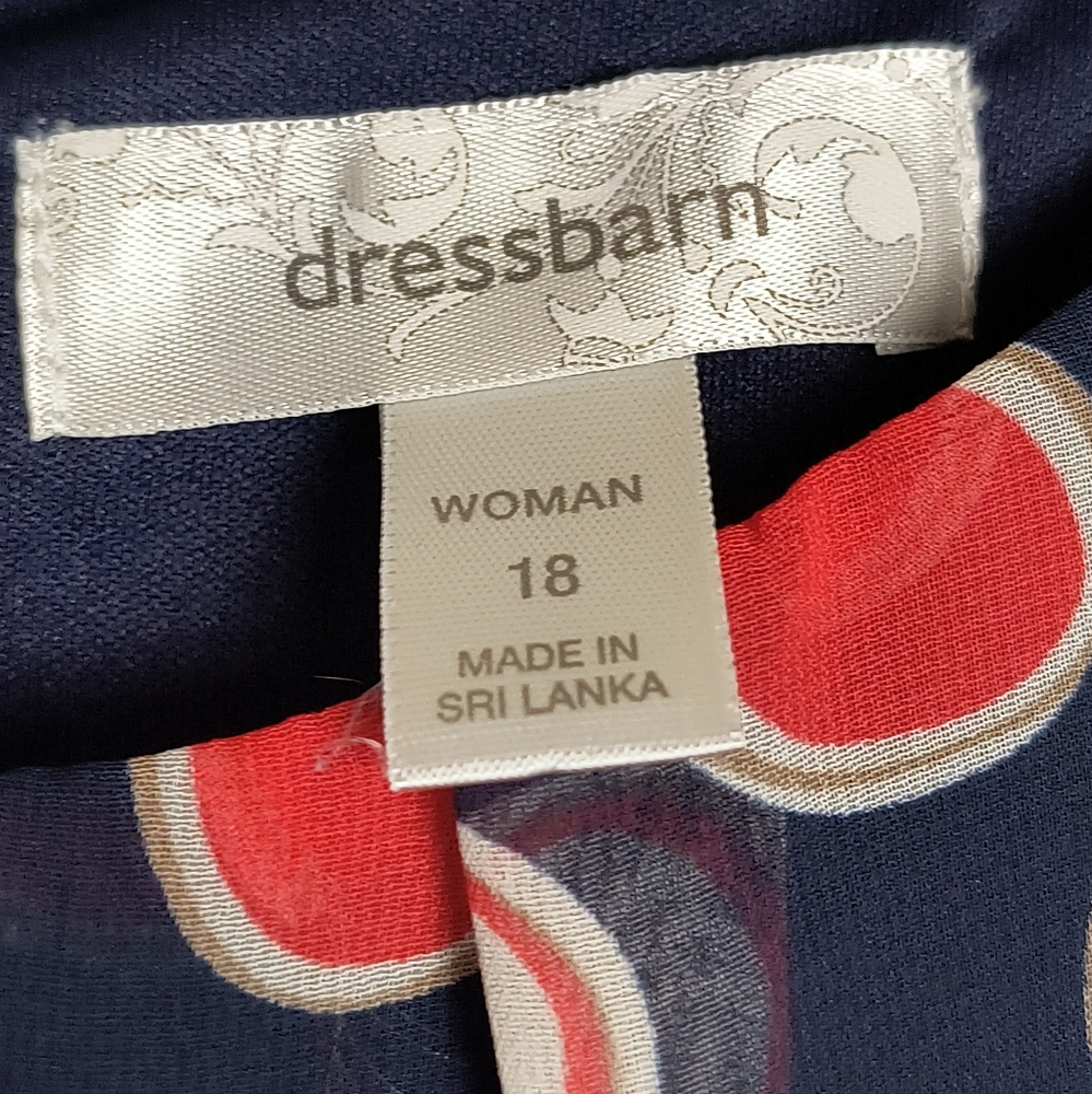 Dress Barn Boatneck Knee Length Dress Size 18 Navy Dots Self/Lining Casual - Picture 4 of 9